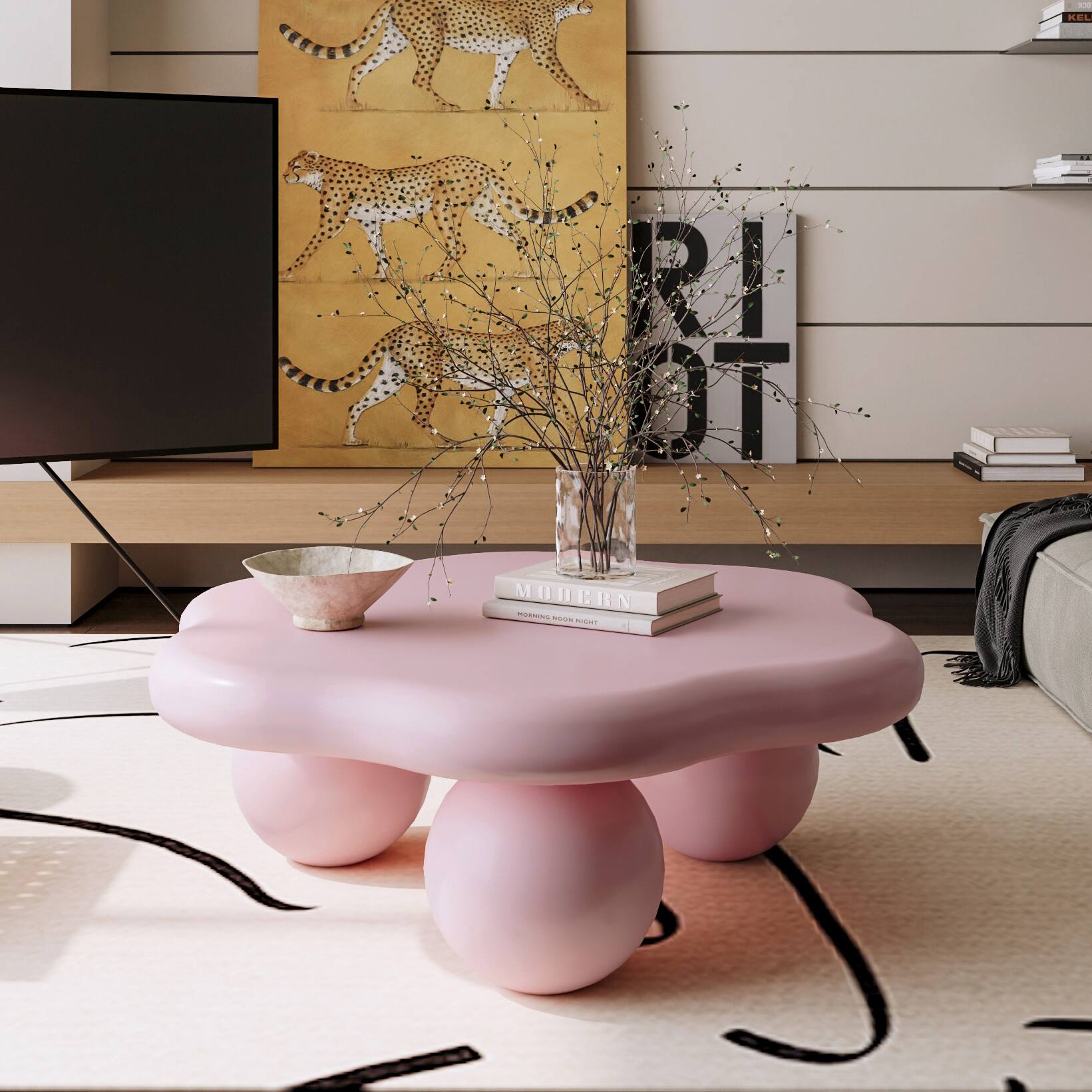Loheer 35 Inch Cloud Shaped Coffee Table Modern Minimalist Petal Living ...