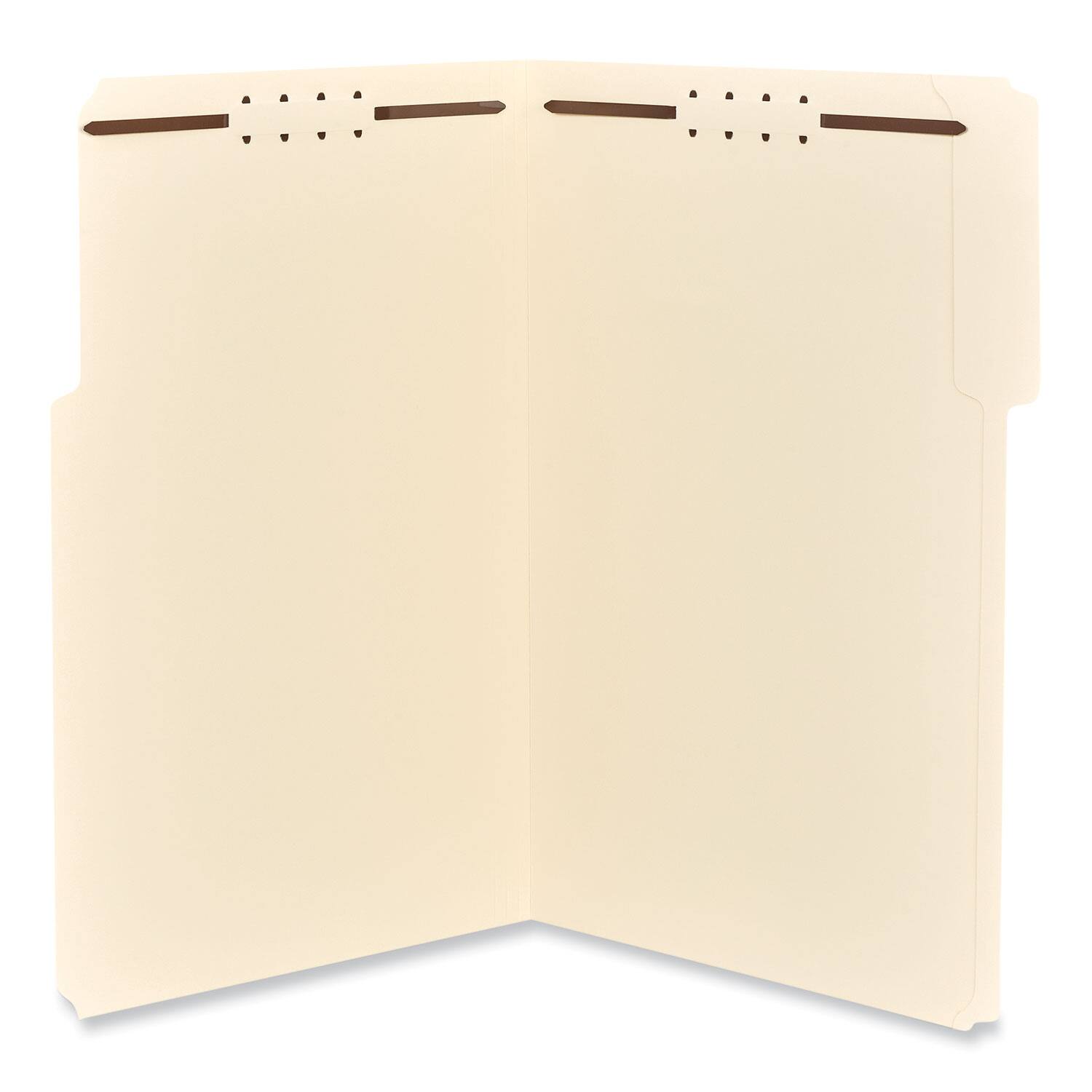 Front. Universal - Reinforced Top Tab Fastener Folders, 0.75" Expansion, 2 Fasteners, Legal Size, Manila Exterior, 50/Box.