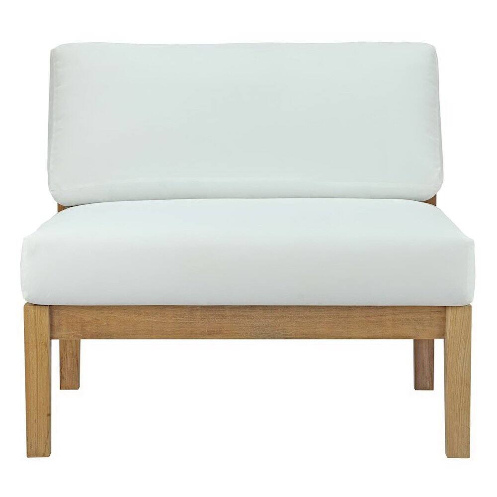 Back. Modway - Bayport Outdoor Patio Teak Armless - White.