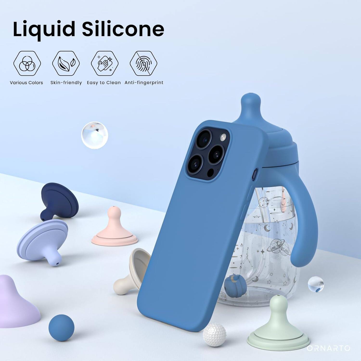 Liquid Silicone Various Colors Skin-friendly Easy to Clean Anti-fingerprint ORNARTO