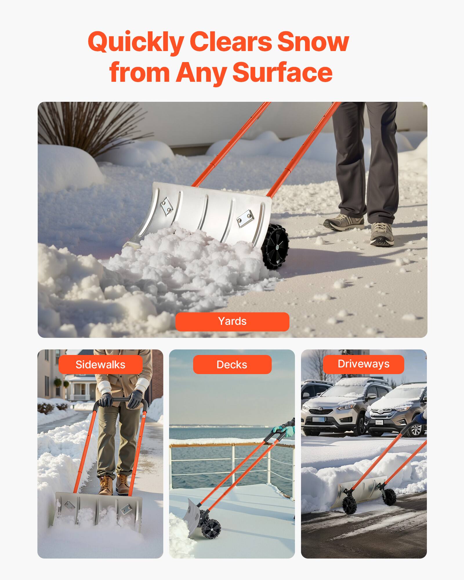 Quickly Clears Snow from Any Surface

- Yards
- Sidewalks
- Decks
- Driveways