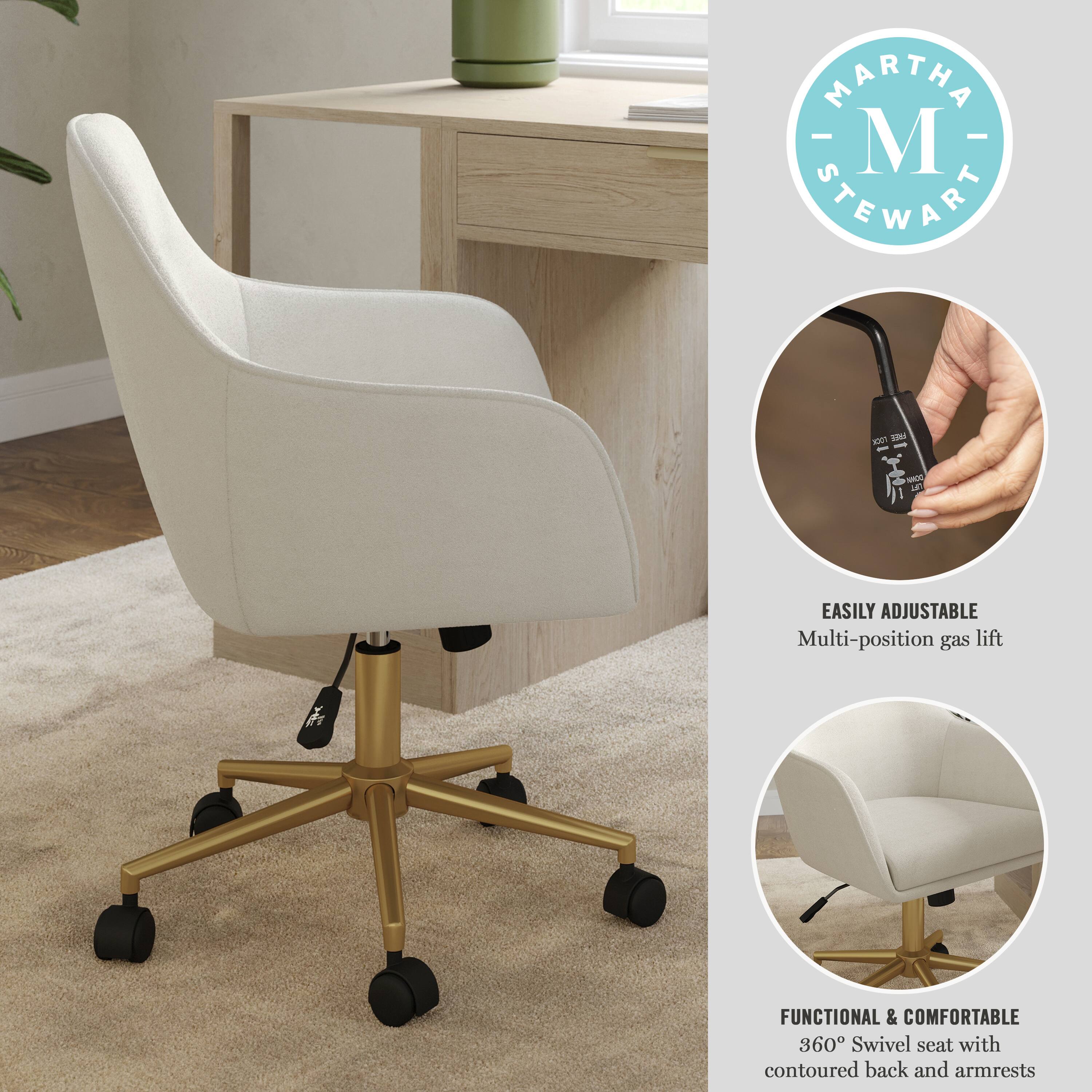 MARTHA STEWART Easily Adjustable Multi-position Gas Lift Functional & Comfortable 360 Swivel Seat with Contoured Back and Armrests