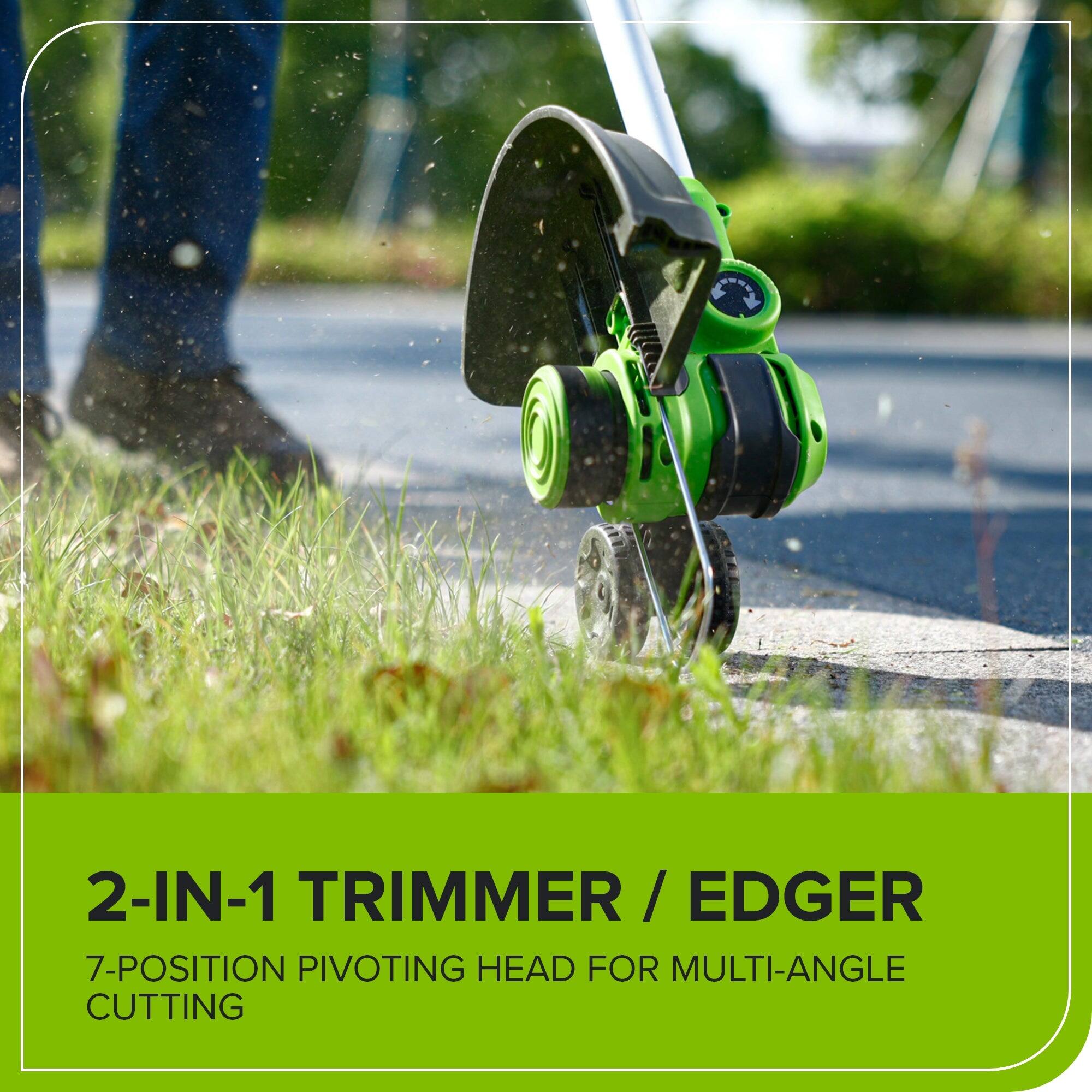 2-IN-1 TRIMMER / EDGER  
7-POSITION PIVOTING HEAD FOR MULTI-ANGLE CUTTING