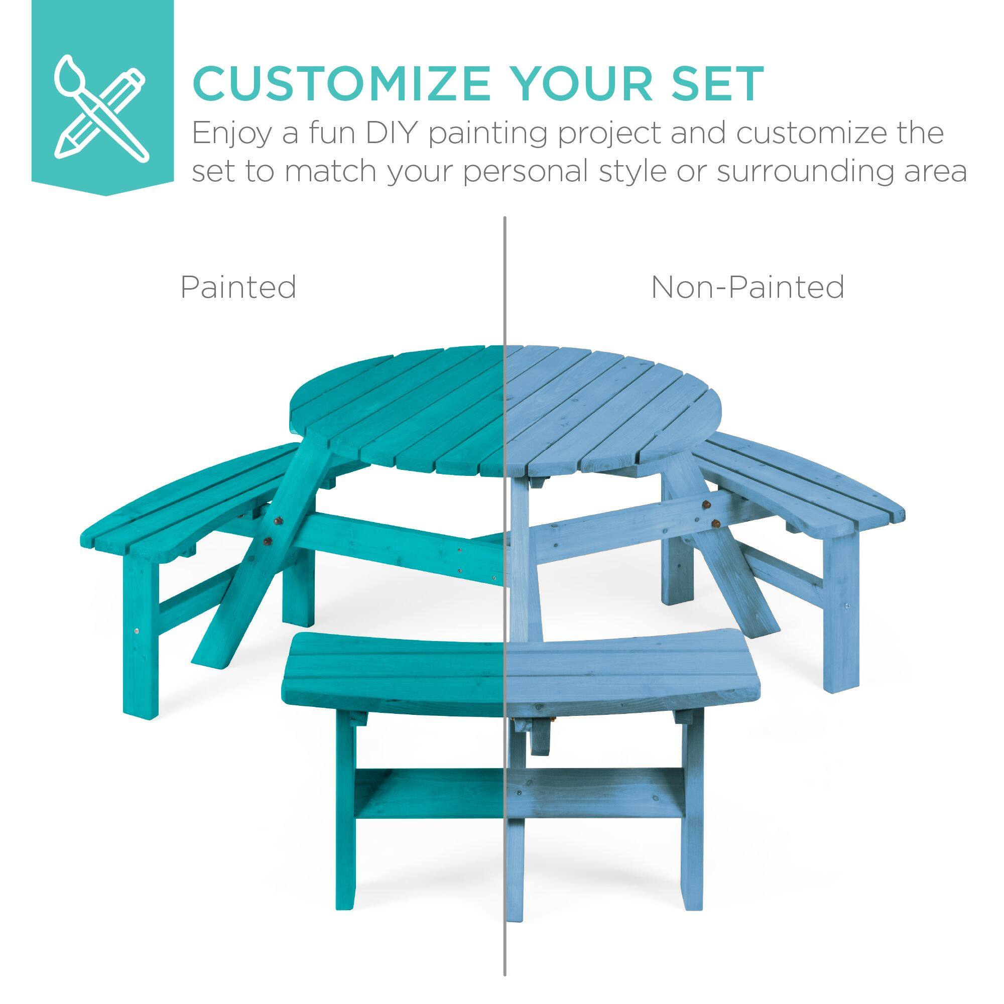 CUSTOMIZE YOUR SET  
Enjoy a fun DIY painting project and customize the set to match your personal style or surrounding area  

Painted  
Non-Painted