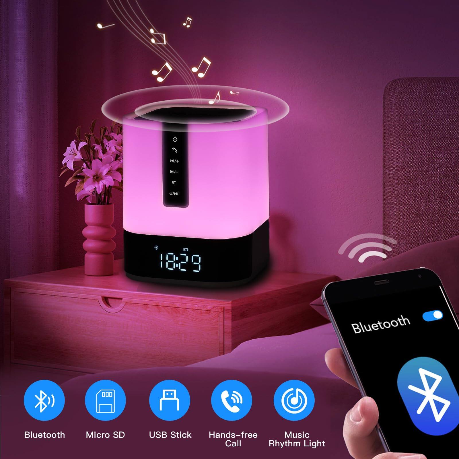 Bluetooth Micro SD USB Stick Hands-free Music Call Rhythm Light