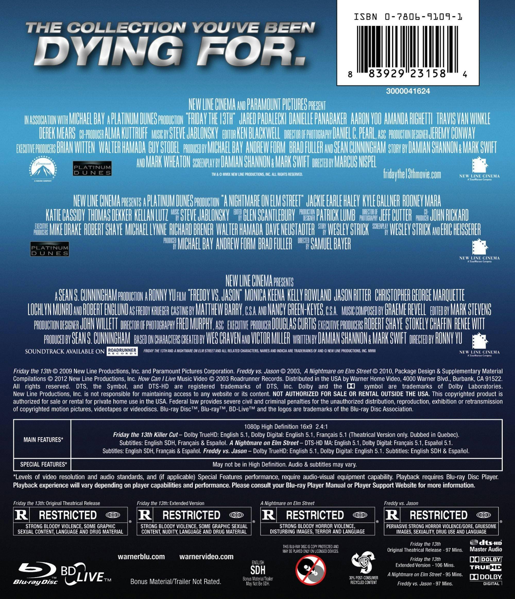 Angle. Friday the 13th/A Nightmare On Elm Street/Freddy Vs Jason (Box Set) [Blu-ray].