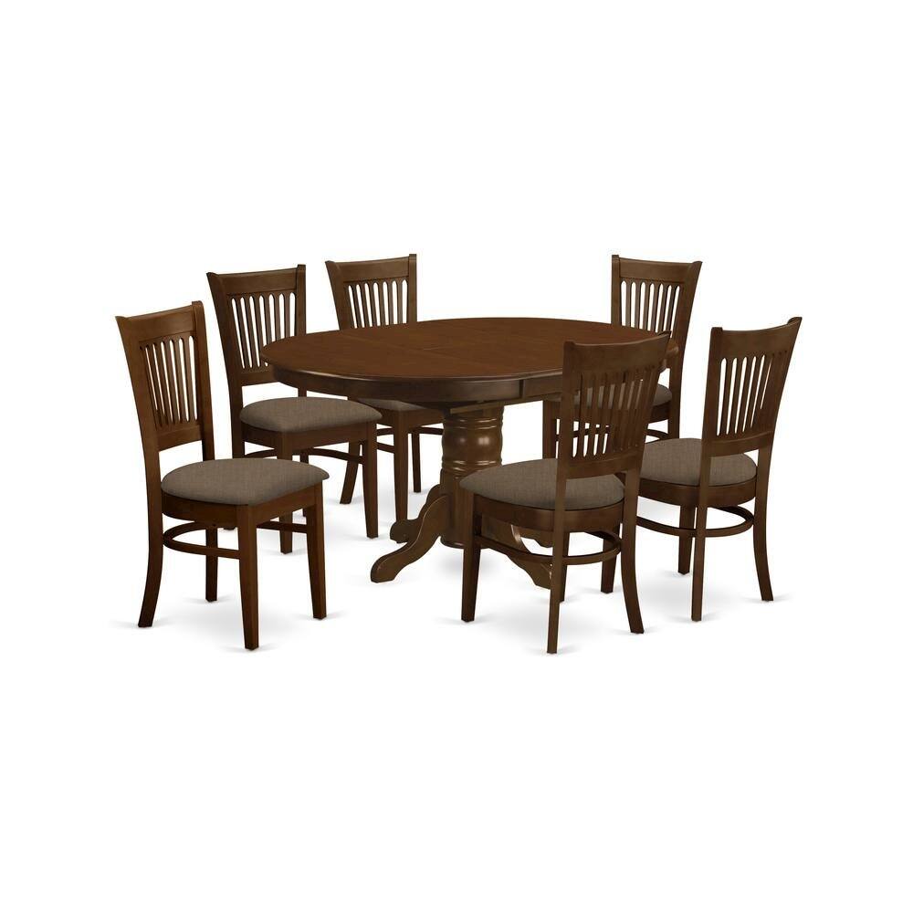 Alt View 2. FurniFact - Solid Wood Dining Table Set for 6 with Chairs - Espresso.