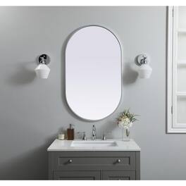 Elegant Decor - Metal Frame Oval Mirror 24x40 Inch - Silver