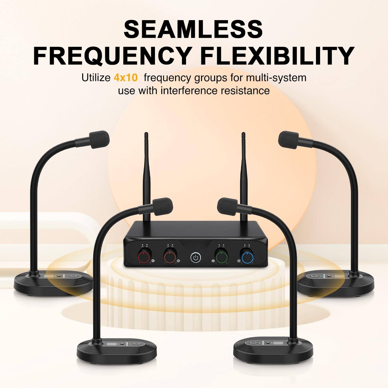 SEAMLESS FREQUENCY FLEXIBILITY  
Utilize 4x10 frequency groups for multi-system use with interference resistance
