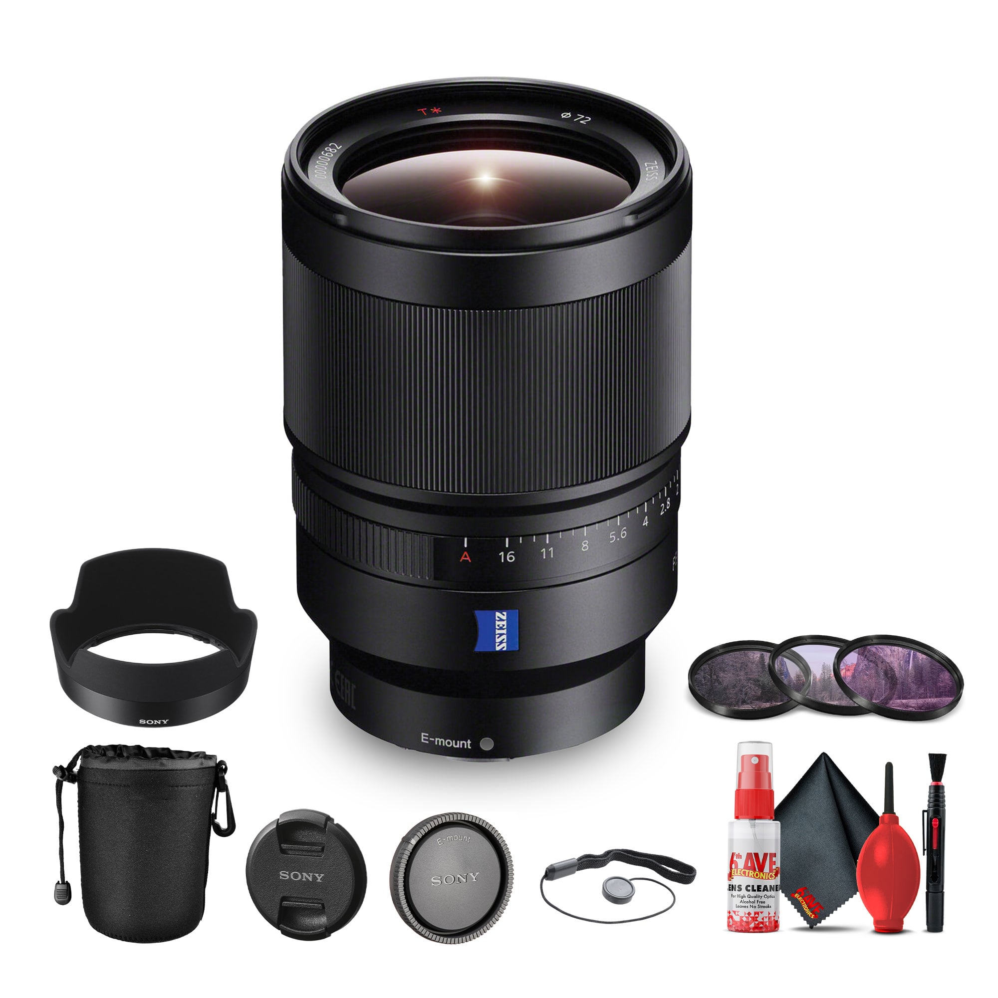 Sony - Distagon T FE 35mm f/1.4 ZA Standard Lens for Mirrorless Cameras (SEL35F14Z) - Bundle - Black