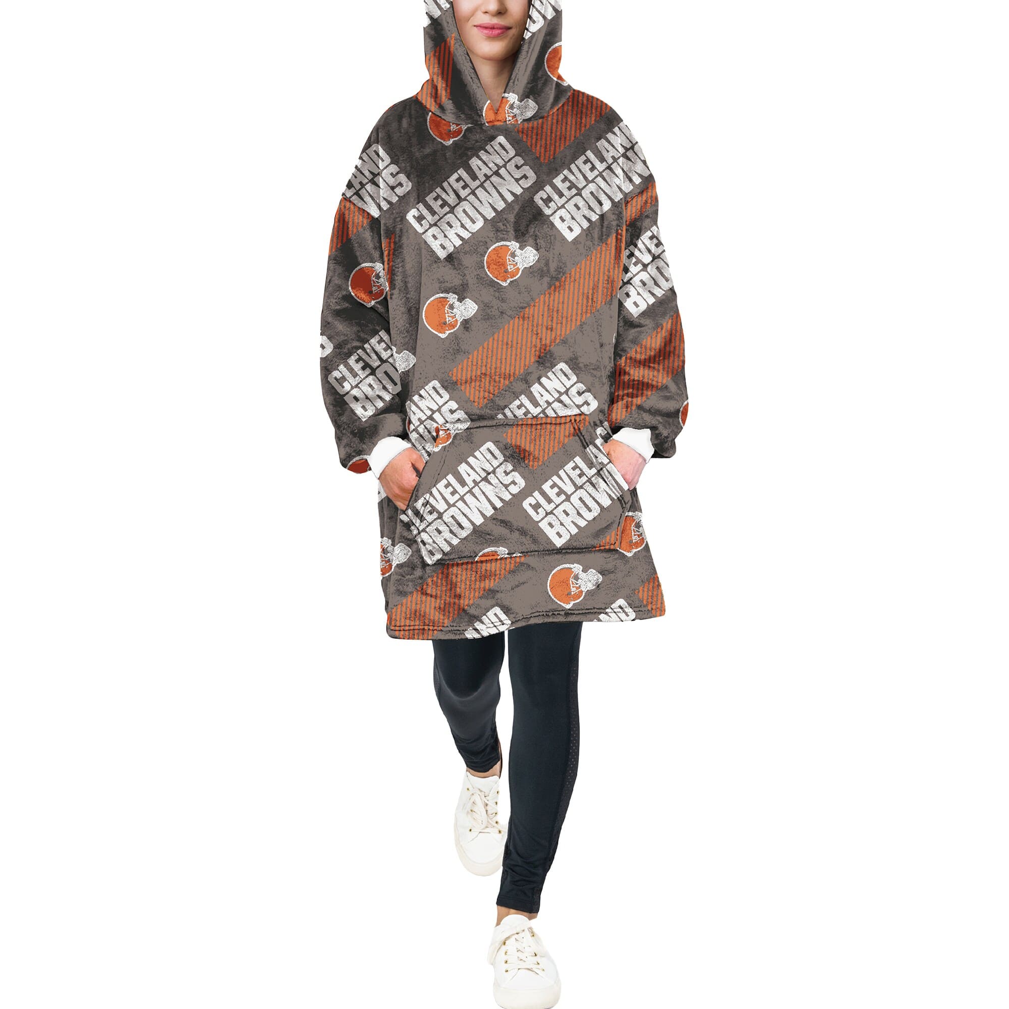 Pegasus - Cleveland Browns 60" x 80" Repeat Logo Hoodie Bloncho - Multicolor