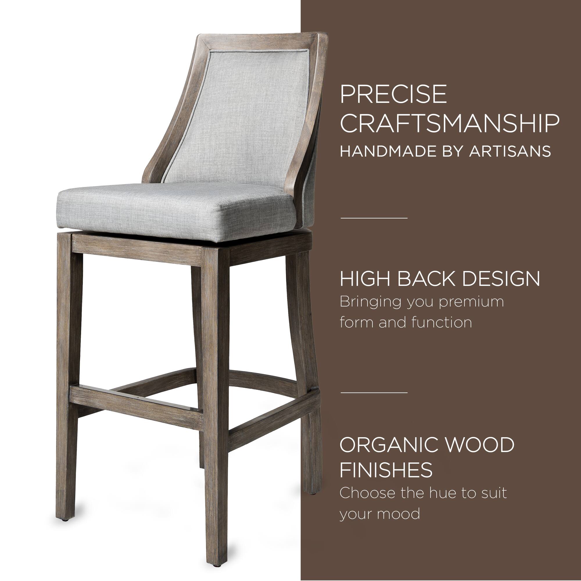 PRECISE CRAFTSMANSHIP  
HANDMADE BY ARTISANS  

HIGH BACK DESIGN  
Bringing you premium form and function  

ORGANIC WOOD FINISHES  
Choose the hue to suit your mood