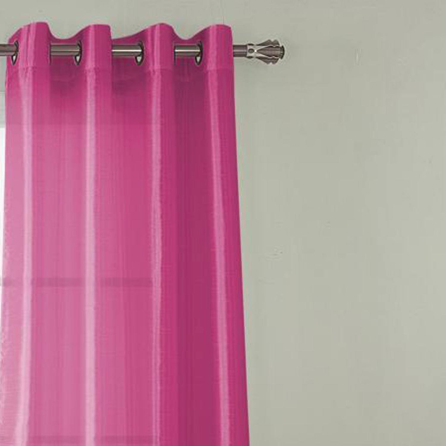 Angle. RT Designers Collection - RT Designers Collection Nancy Faux Silk Grommet Curtain Panel 54" x 84" Neon Pink - Neon Pink.