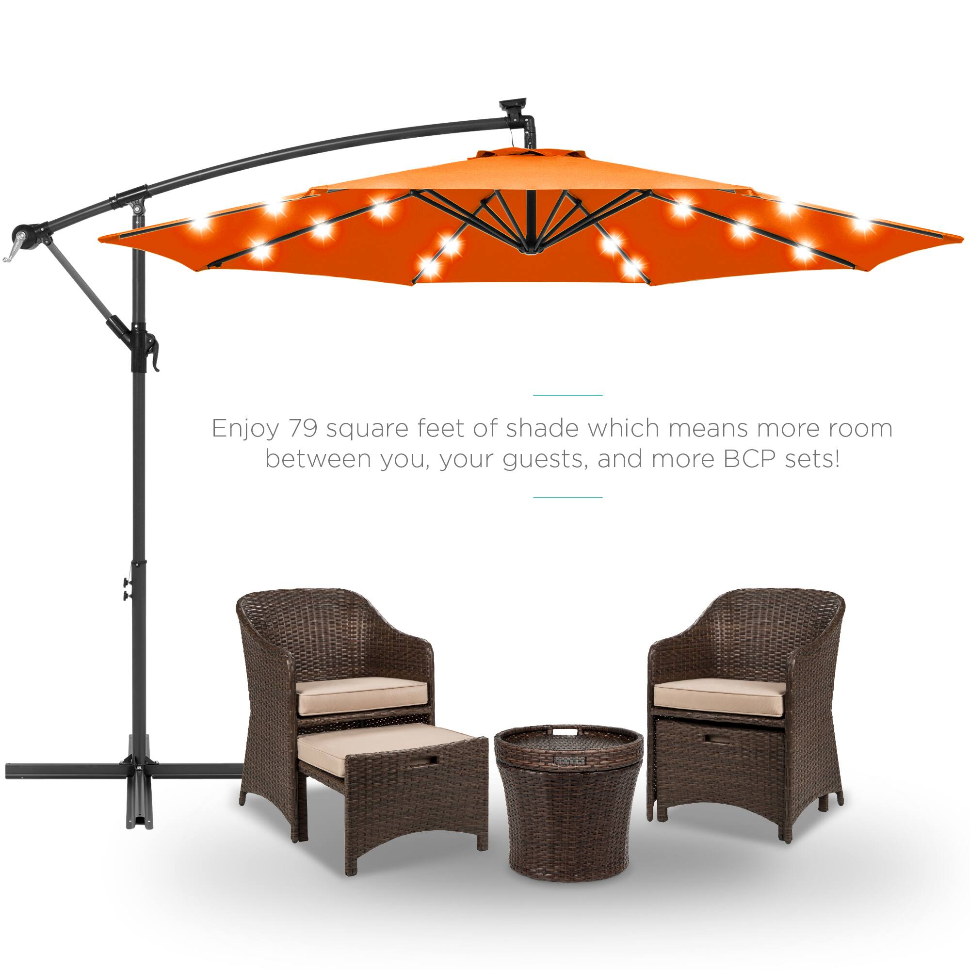 Enjoy 79 square feet of shade which means more room between you, your guests, and more BCP sets!