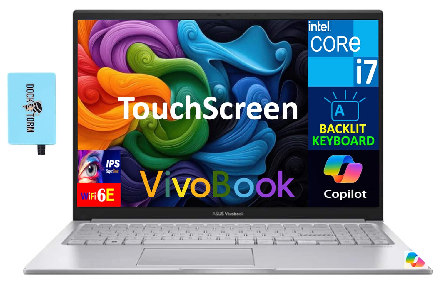 ASUS - Vivobook 15 Laptop 15.6 FHD (Intel i7-1355U, 16GB DDR4, 1TB PCIe SSD, Intel Iris Xe, Win 11 Pro) w/USB Hub - Silver