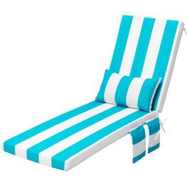 Crestlive Products - Outdoor Lounge Chair Cushions Patio Chaise Lounge Chair Seat Cushion with Pillow - Blue white