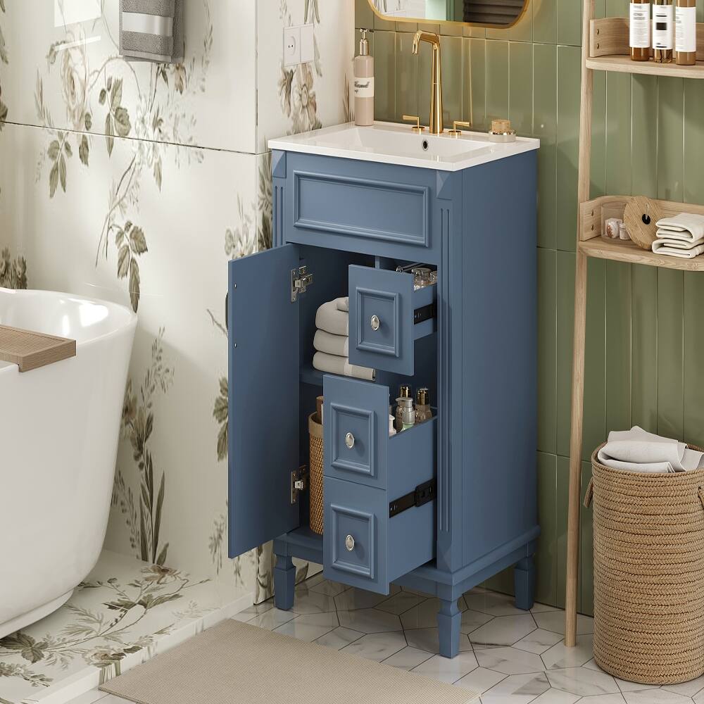 Alt View 8. Loheer - Loheer 24 inch bathroom vanity with sink Blue Small Bathroom Vanity Solid Wood Frame - Blue.