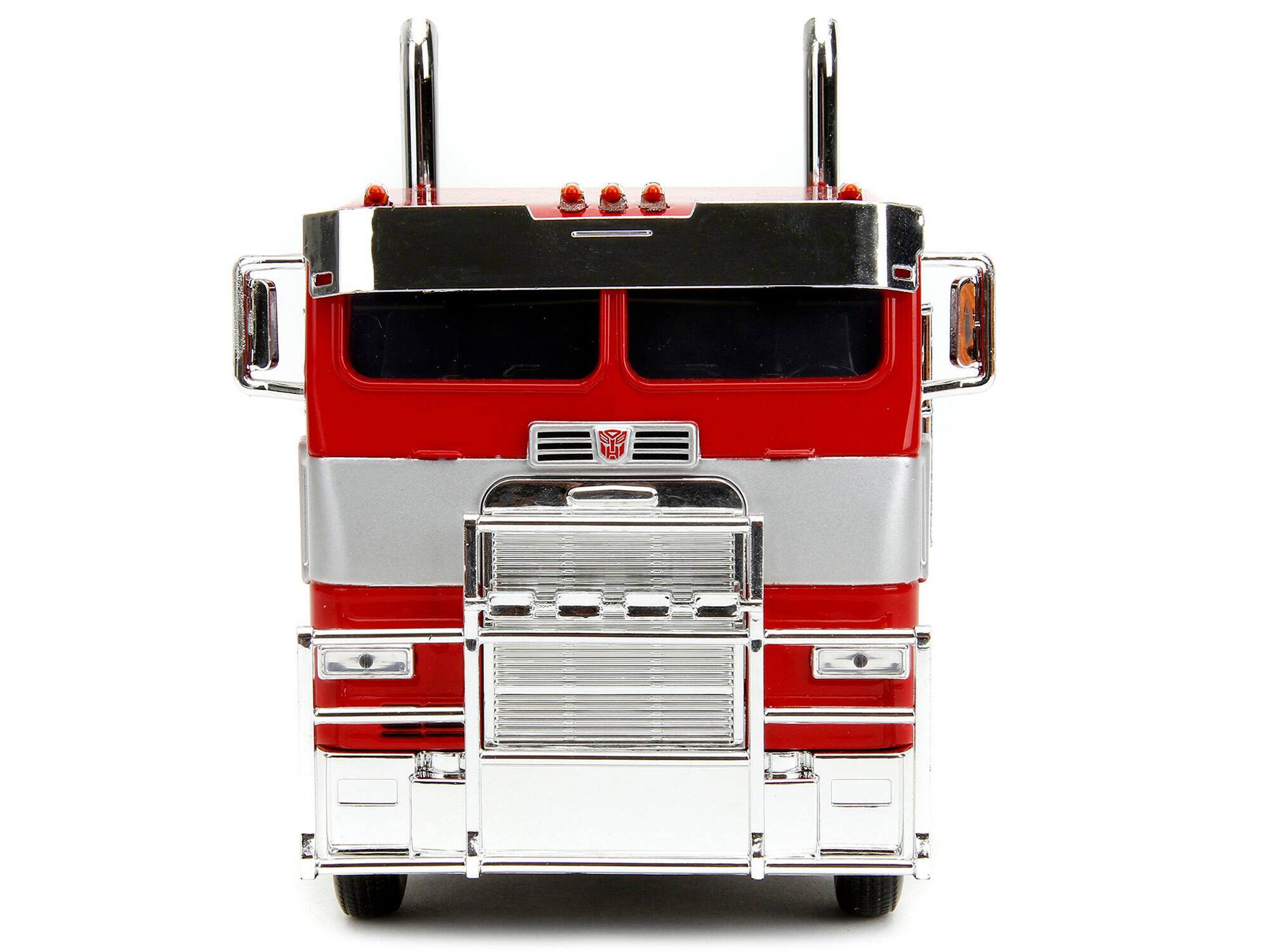Back. Jada - Optimus Prime Tractor Truck Red & Blue Silver Stripes Transformers Rise of the Beasts 2023 Movie Hollywood Rides - Red And Blue With Silver.