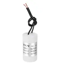 Unique Bargains - 8uF CBB60 Running Capacitor, AC 250V Cylinder 2 Wire for Air Conditioner, Compressor, Washing Machine - White