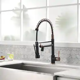 Matte Black Rose Gold Single Handle Pull Down Sprayer Kitchen Faucet with LED Light and Pot Filler