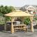 Angle. Outsunny - 10' x 10' Metal Patio Gazebo, Double Roof Outdoor Gazebo Canopy Shelter with Tree Motifs Corner Frame - Beige.