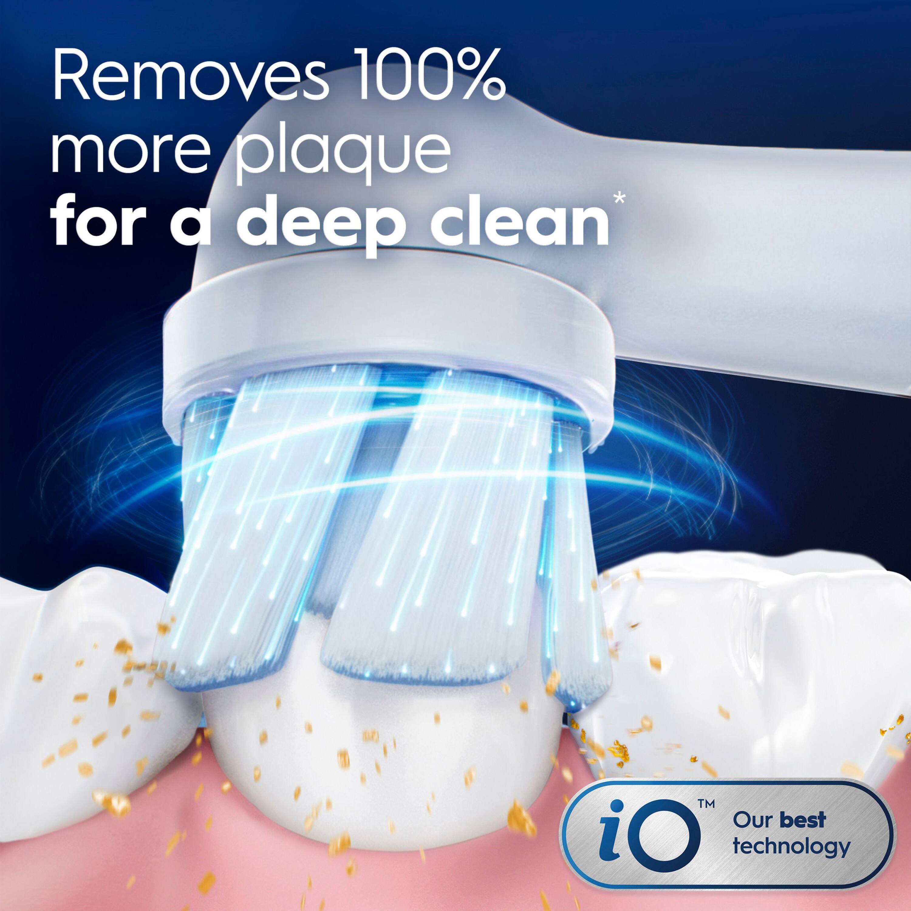 Removes 100% more plaque for a deep clean*  
Our best iO technology