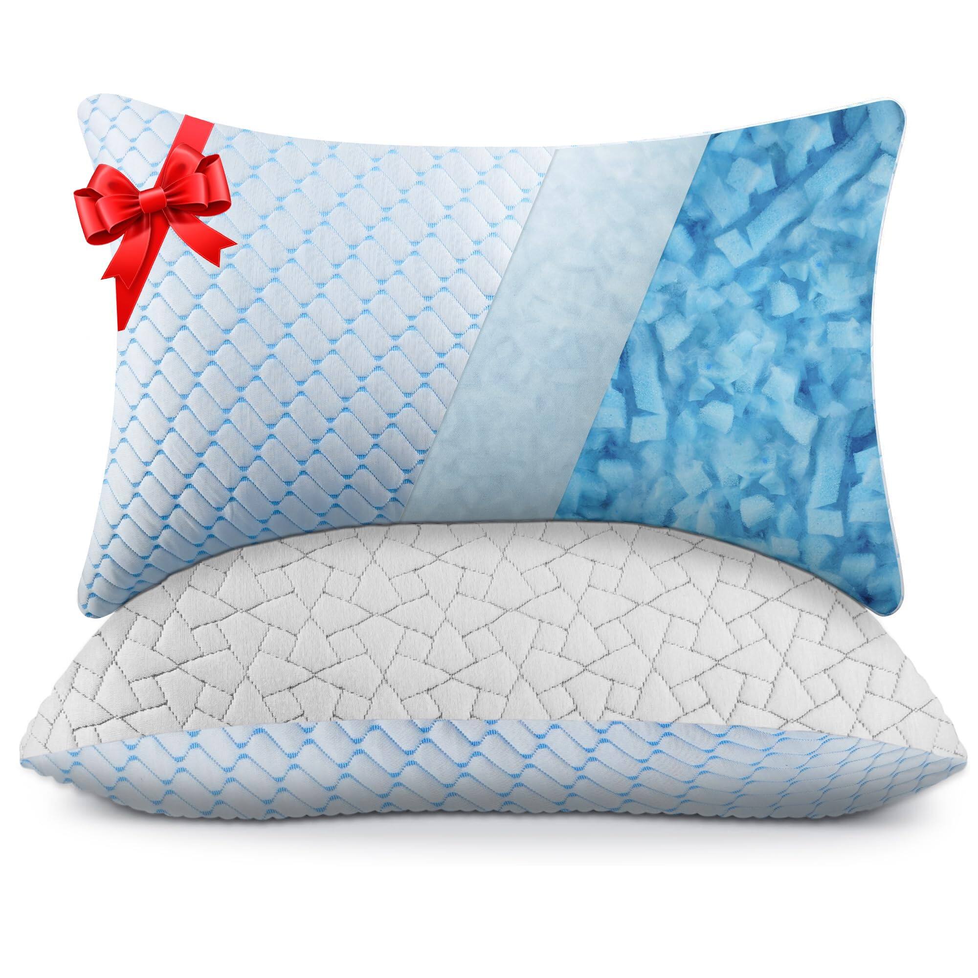 Hirose Alice - Standard Pillows Foam Twin/full Size Pack Adjustable Shredded For Side Sleepers Hot (20x26 - Sky Blue King(Pack of 2)