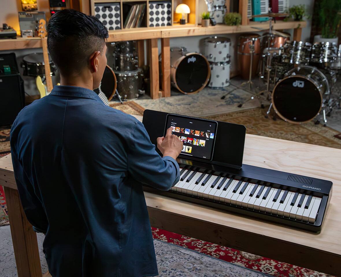 Alt View 1. Roland - 88-Key Digital Keyboard with Bluetooth, Online Lessons, Streaming Songs, Onboard Speakers, Battery, and Headphone Play - Black.