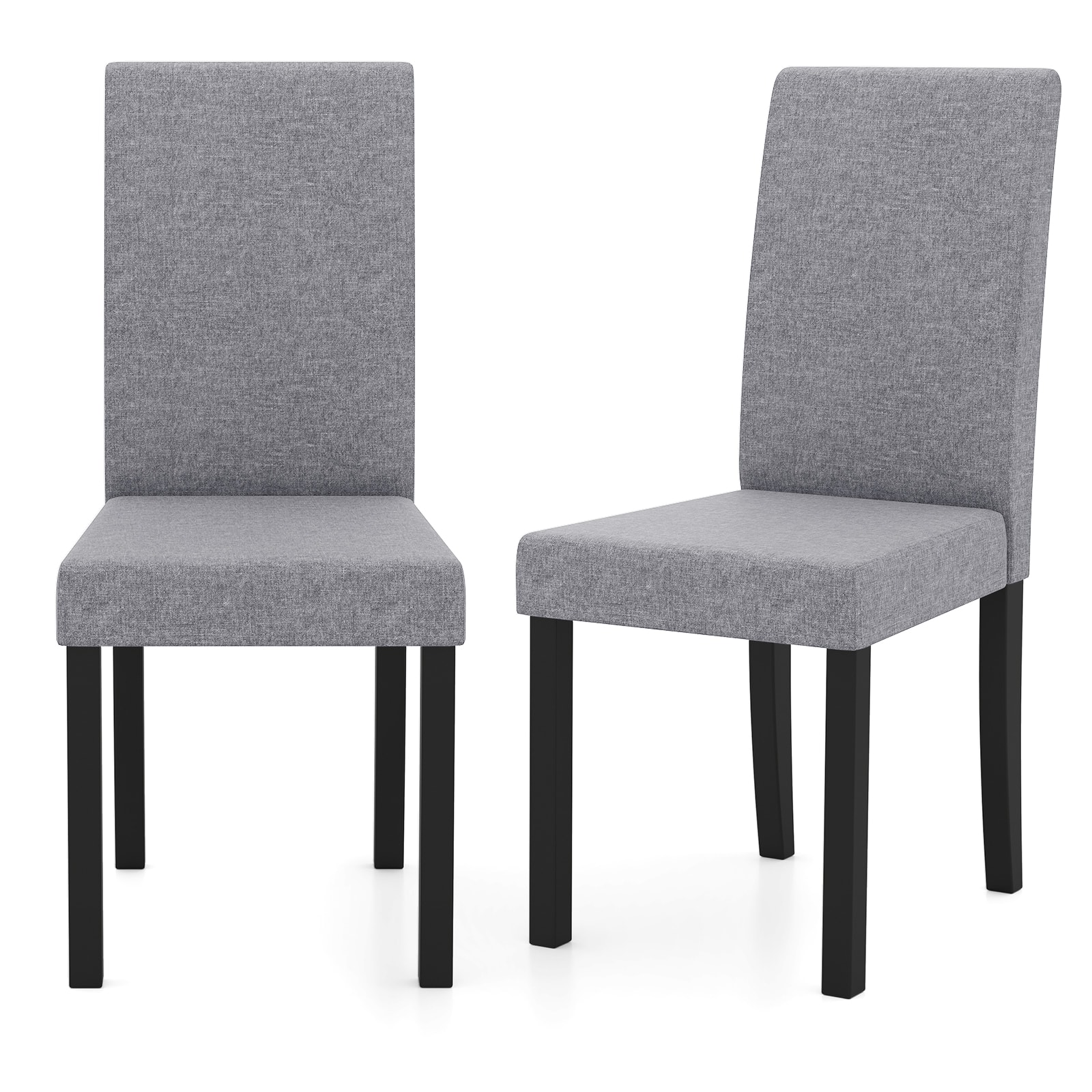 Gymax - Dining Chair Set of 2 Fabric Upholstered Rubber Wood Legs Side Armless Light - Gray