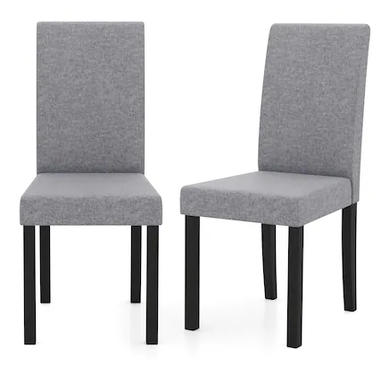 Front. Gymax - Gymax Dining Chair Set of 2 Fabric Upholstered Rubber Wood Legs Side Armless Light Gray - Gray.