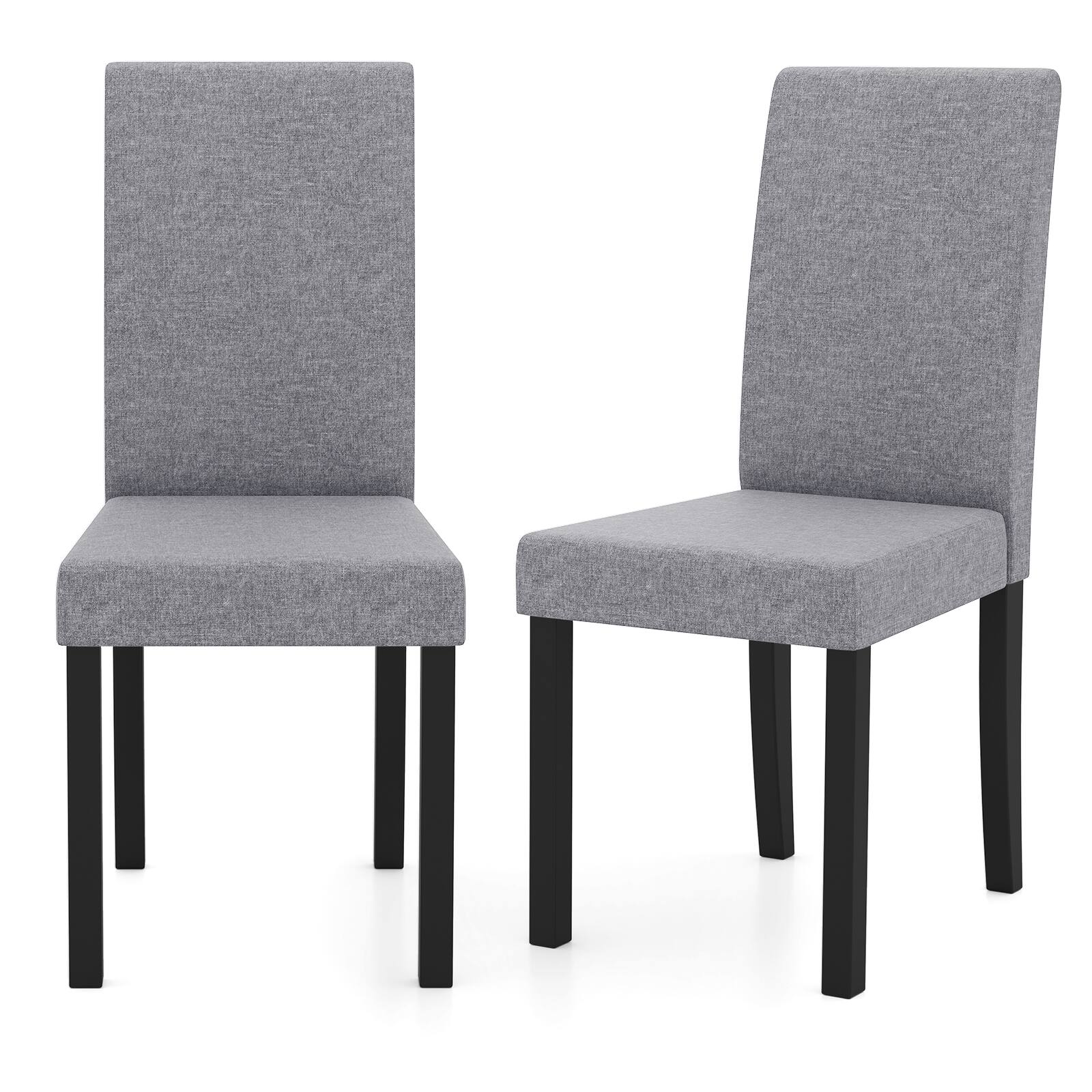 Front. Gymax - Gymax Dining Chair Set of 2 Fabric Upholstered Rubber Wood Legs Side Armless Light Gray - Gray.