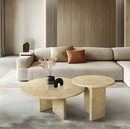 APRILSOUL - Cylindrical Patterned Table Multi-Style Integration Coffee Table Small Dining Table Makeshift - Brown