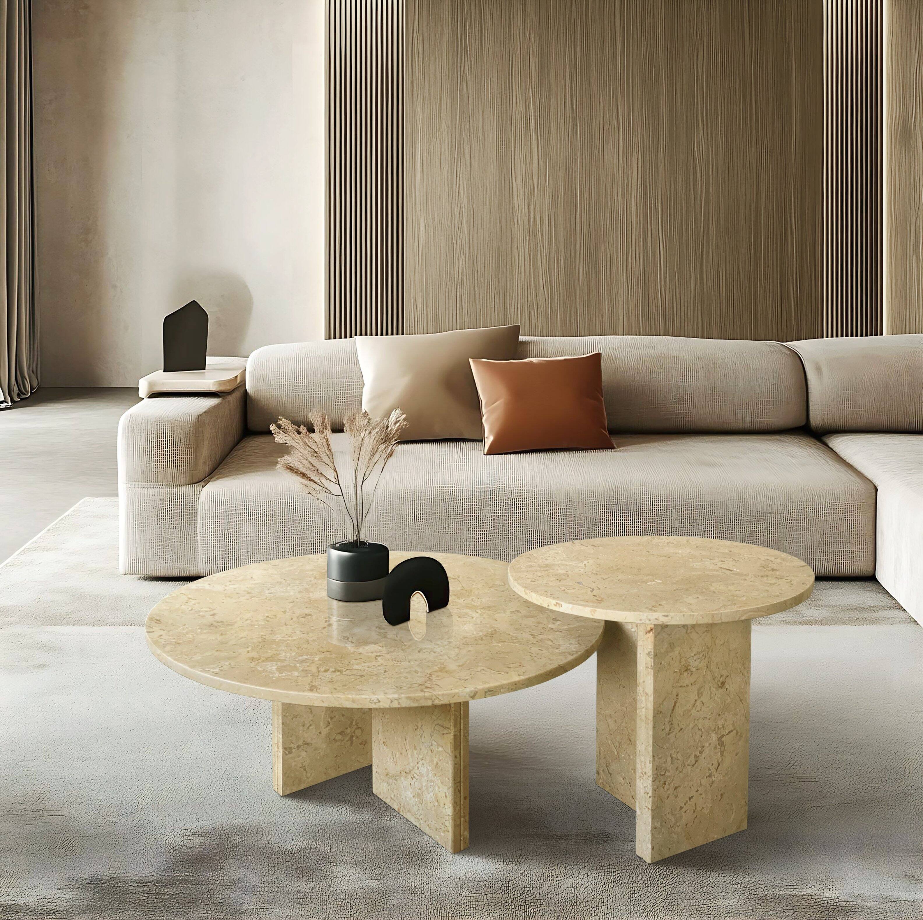 Front. APRILSOUL - Cylindrical Patterned Table Multi-Style Integration Coffee Table Small Dining Table Makeshift - Brown.