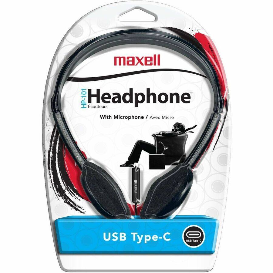 Alt View 1. Maxell - Maxell HP-101 Type C Headphone - Stereo - USB Type C - Wired - 32 Ohm - 20 Hz to 20 kHz - On-ear, Over-the-head - Red.