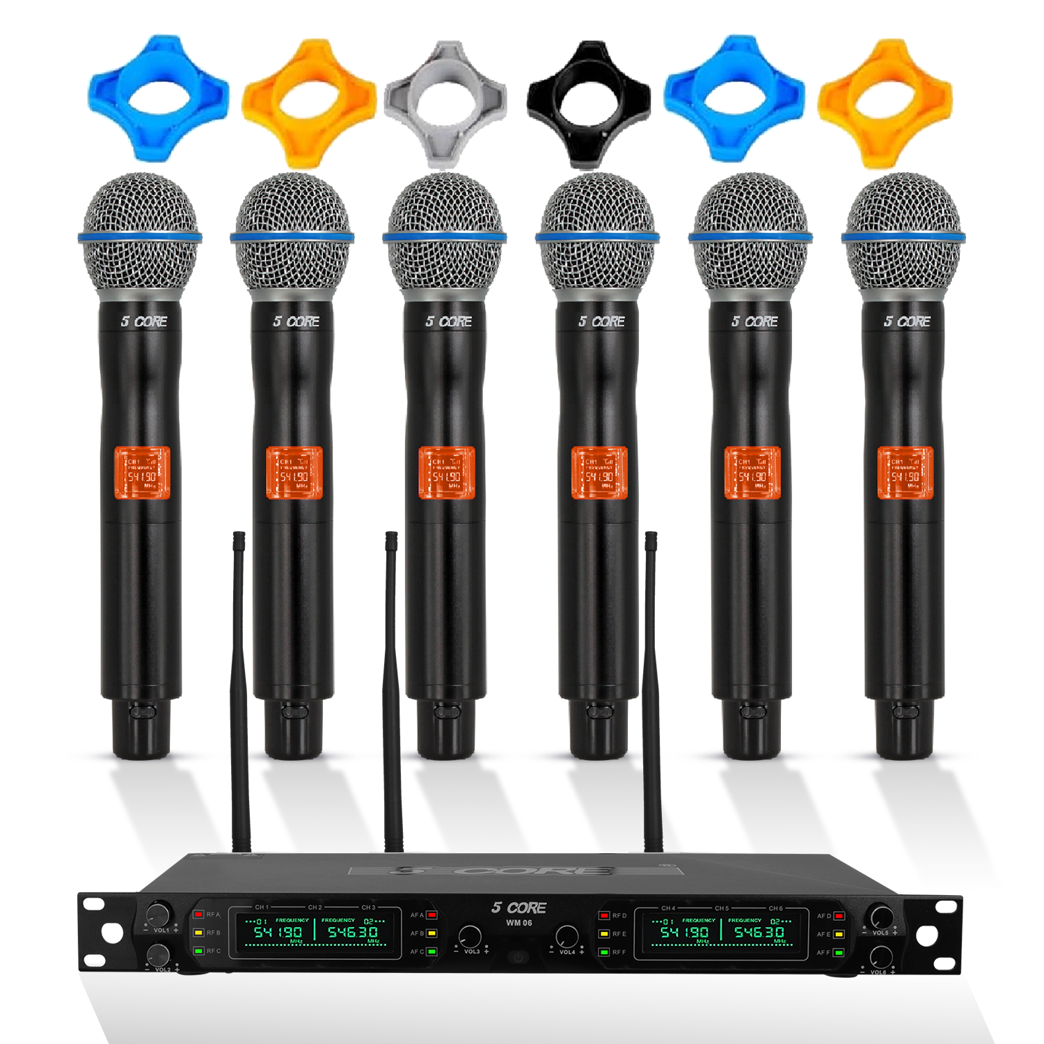 5 CORE - 5Core Wireless Microphones UHF 6 Channel Dynamic Pro Audio Handheld Singing Mic-WM UHF 06-HM
