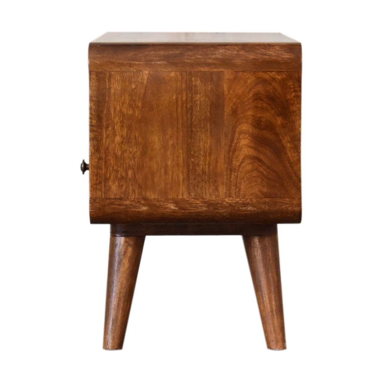 Alt View 5. Artisan Furniture - Artisan Furniture Solid Wood Mini Chestnut Curved Media Unit with 2 Drawers, 1 Open Slot, Dark Brown - Brown.