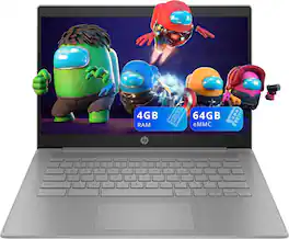 HP - Refurbished Excellent - 14" HD Chromebook, Intel Celeron N4500, 4GB RAM, 64GB eMMC, Intel UHD Graphics, 720p Webcam, Wi-Fi 6, Chrome OS - Gray