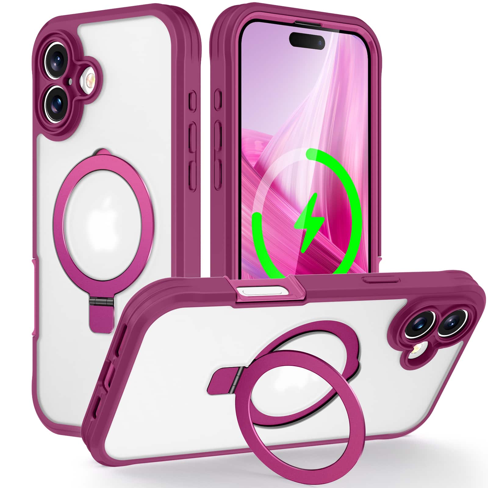 Dteck - Magnetic for iPhone 17 Case with Screen Protector, Matte Clear Back Shockproof Full Body Phone Cover - Rose price history on PriceWatchPro