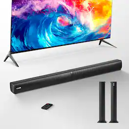 VEVOR - Sound Bar for Smart TV, 2.0 Channel, 32-Inch 2 in 1 Detachable Soundbar TV Speakers, with Bluetooth HDMI AUX USB - Black