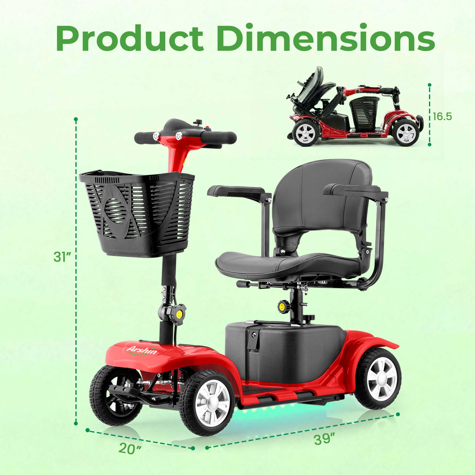 Product Dimensions: 16.5" x 31" x 20" x 39"