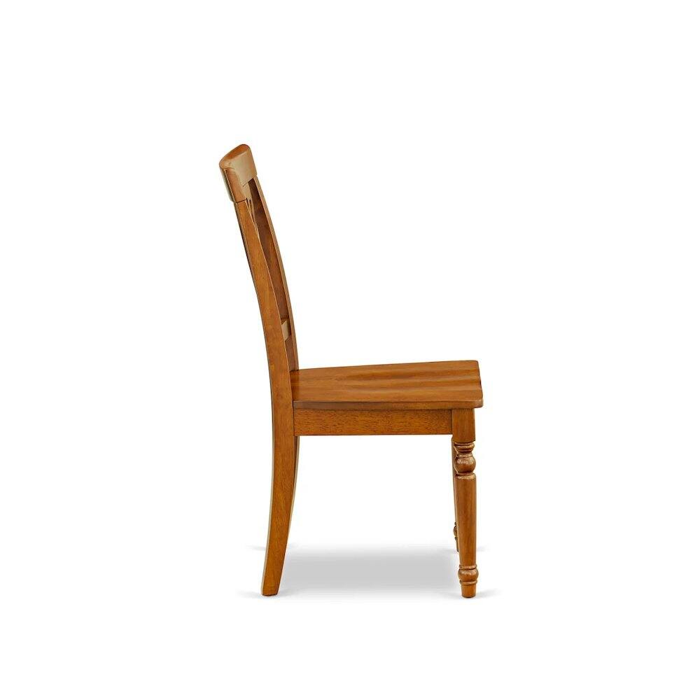 Alt View 2. East West Furniture - Plainville Kitchen Dining Chair with Wood Seat - Saddle Brown Finish, Set of 2 - Brown.