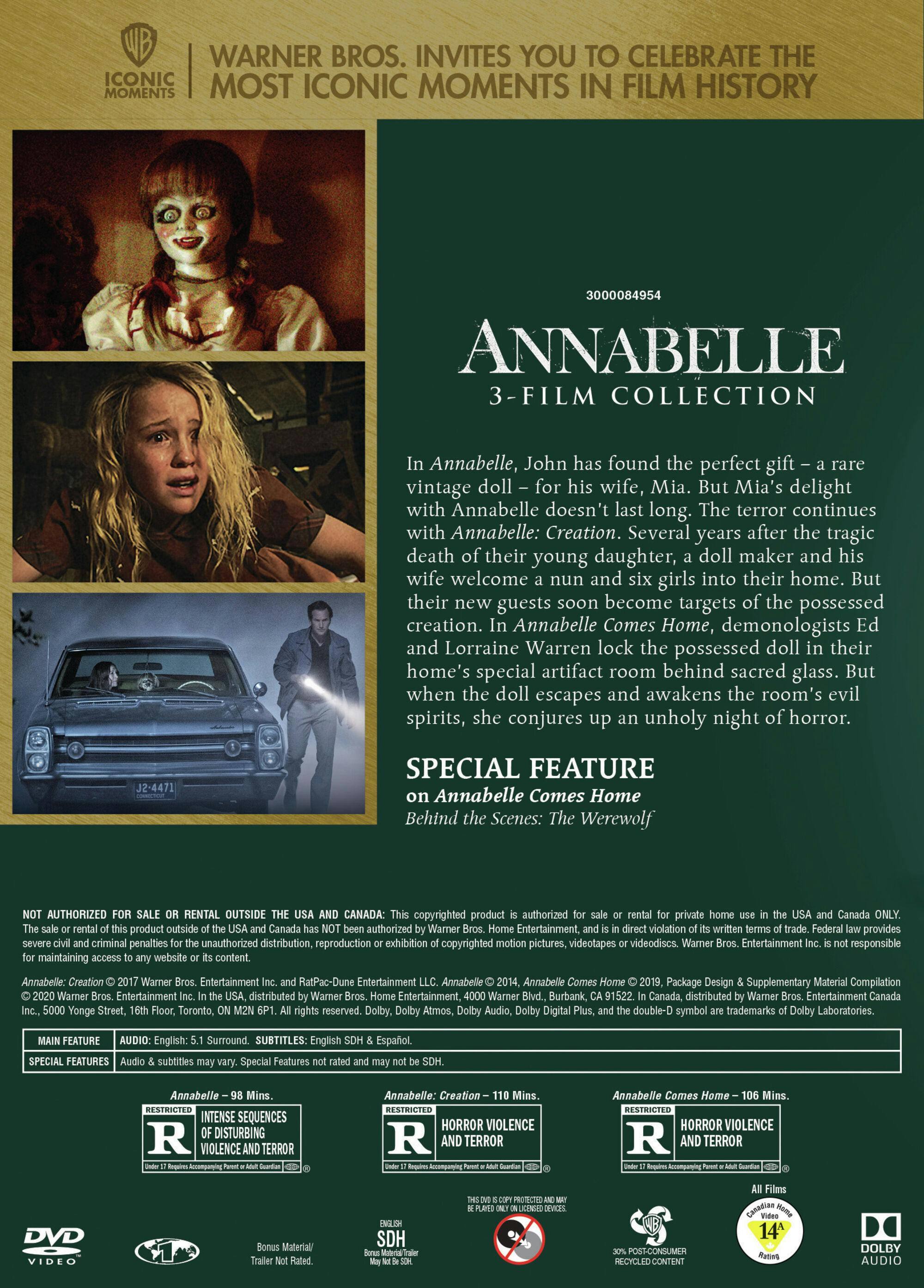 Back. Annabelle: 3 Film Collection [DVD].