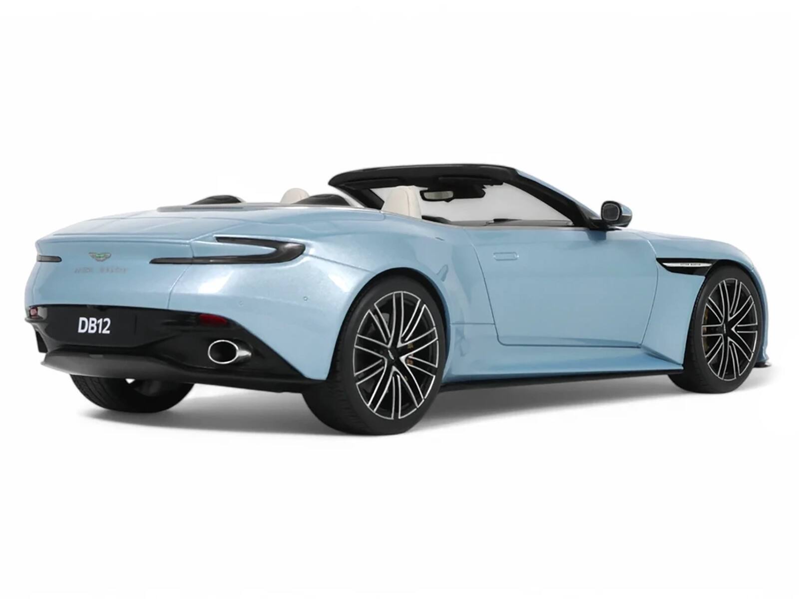 Alt View 1. GT Spirit - 2023 Aston Martin DB12 Volante Caribbean Blue Pearl with White Interior 1/18 Model Car by GT Spirit - Blue Pearl with White.