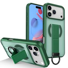 Dteck - Magnetic Case for Apple iPhone 17 Pro Max,Shockproof Cover with Grip Ring,Support Wireless Charging Matte Stand Case - Green