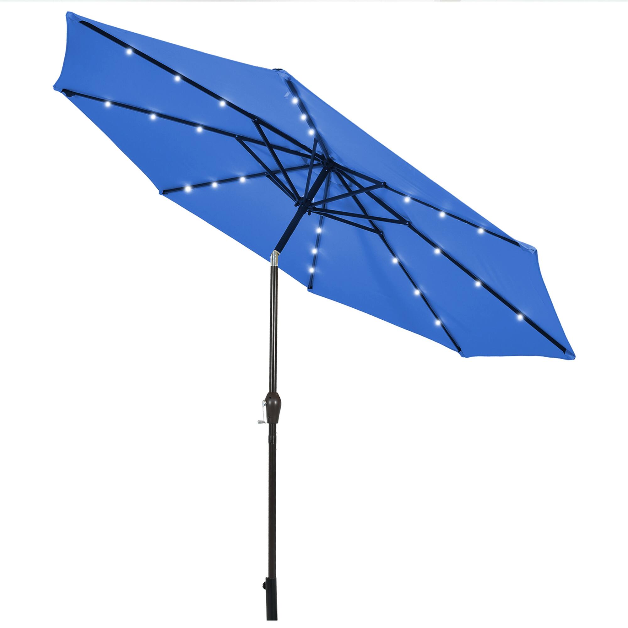 Alt View 1. Gymax - Gymax 10 ft Patio Table Market Umbrella Yard Outdoor w/ Solar LED Lights Blue - Blue.