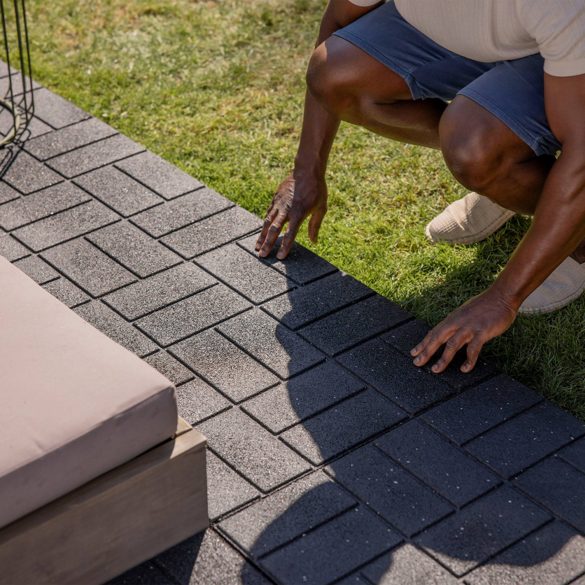 Alt View 8. Tierra Verde - Tierra Verde 16" x 16" Brick Rubber Paver, Outdoor Floor Tiles, Black, 4 Pack.