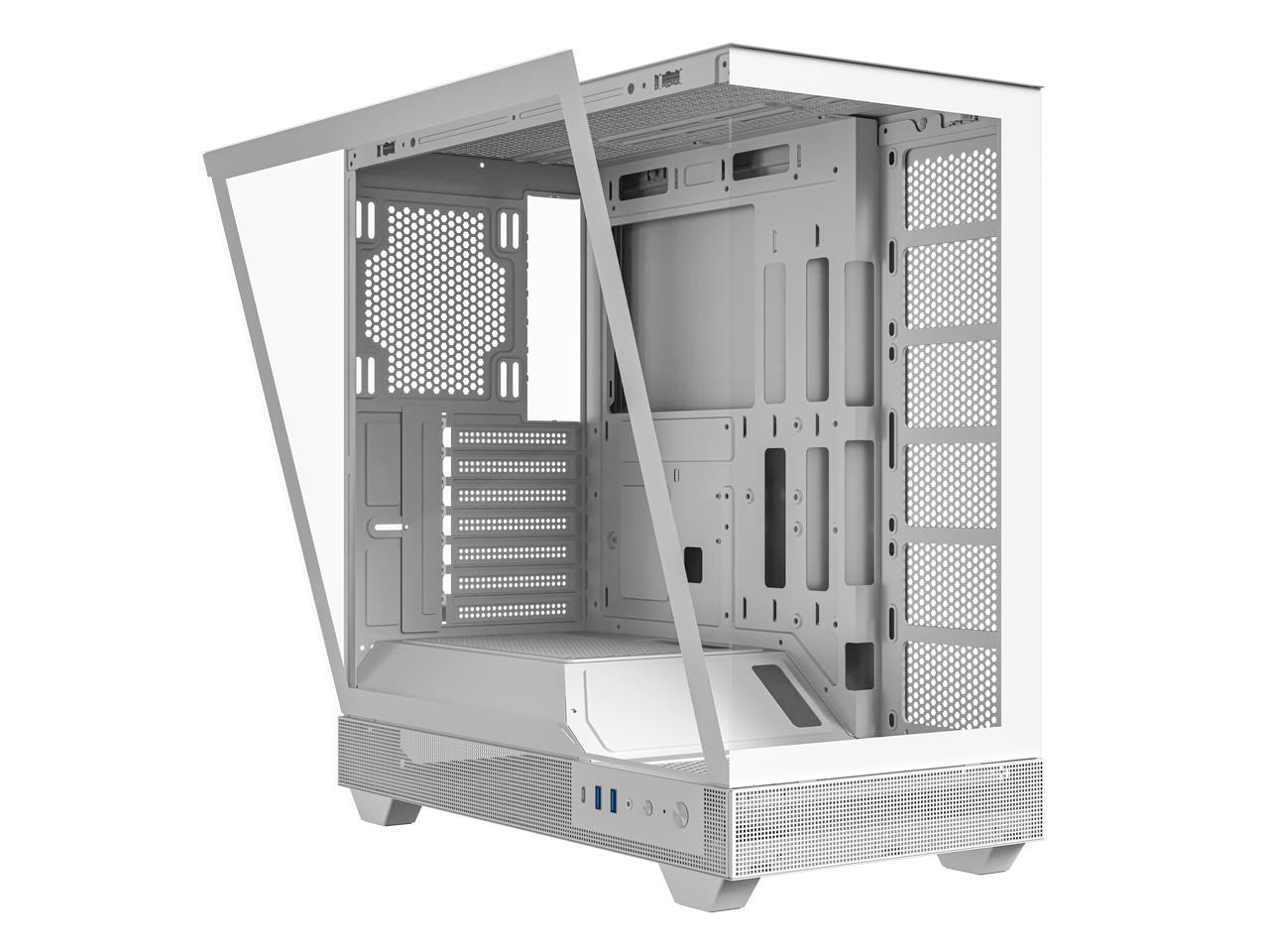Alt View 1. DIYPC - DIYPC IDX6-W-NF White ATX Gaming Case, Dual USB3.0/Type-C, Dual Tempered Glass (Fans Not Incl.) - White.