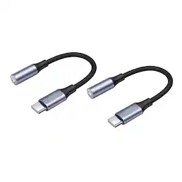 Qixxronics - USB-C to 3.5 mm Headphone Jack Adapter, (2-Pack) USB C to Aux Audio Dongle Cable Compatible with iPhone 15 16 17, iPad - Gray