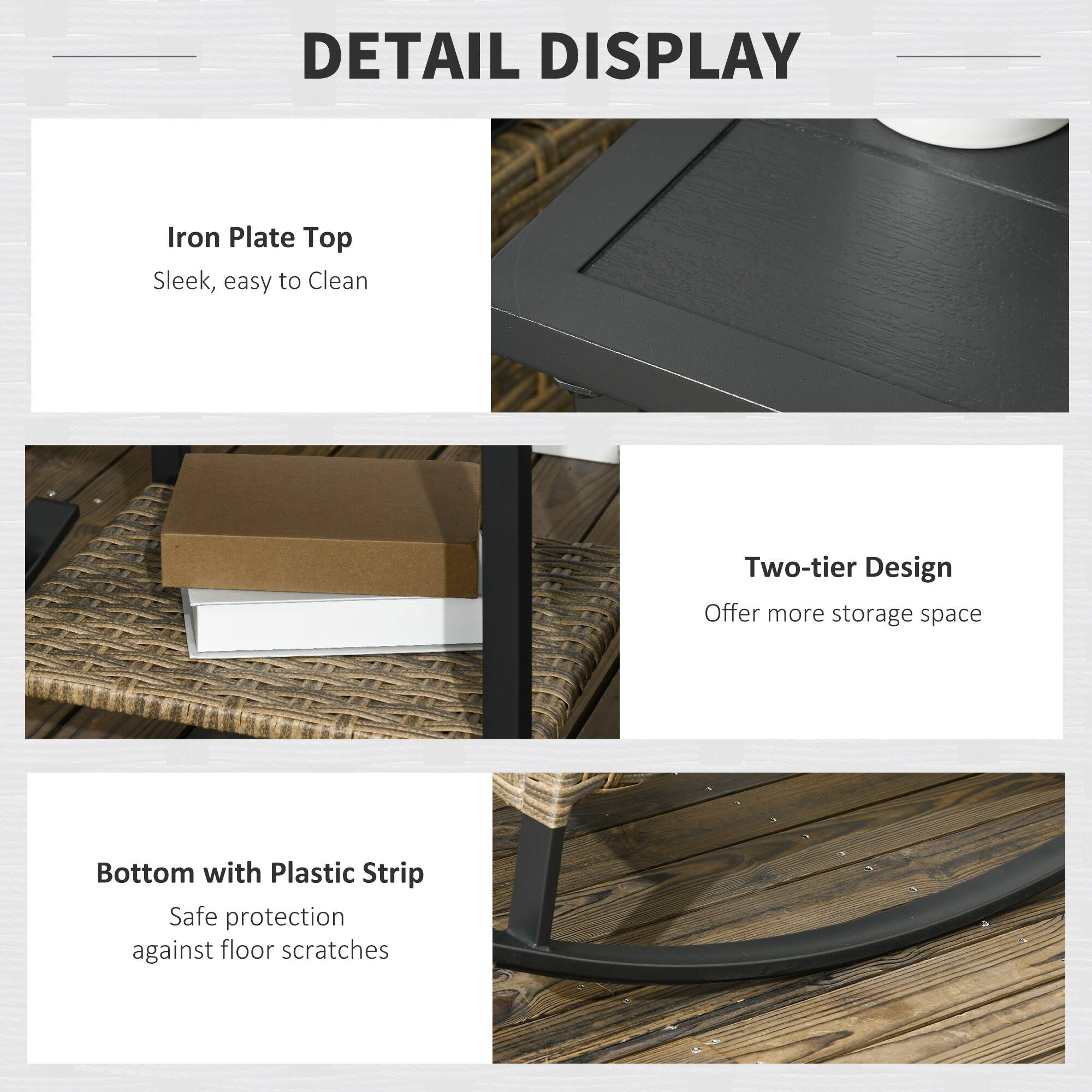 DETAIL DISPLAY

Iron Plate Top
Sleek, easy to Clean

Two-tier Design
Offer more storage space

Bottom with Plastic Strip
Safe protection against floor scratches