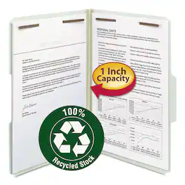 Smead Manufacturing - Smead Recycled Pressboard Fastener Folders 1 Expansion 2 Fasteners Legal Size Gray Green Exterior 25 per Box